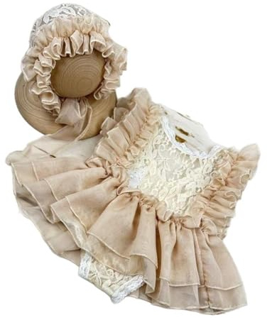 Montesy Newborns Photography Dress with Matching Hat Photography Props for 0-1 Month Baby Special Occasion Costume