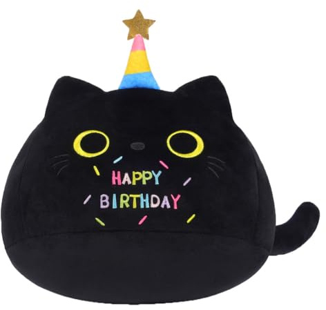 MPQDFG Almohada de Peluche de Gato Negro de 20 cm, Juguetes de Peluche de Gato Negro, Cojín de ​Peluche de Animales, decoración del hogar, Regalo para niños, niñas, cumpleaños, San Valentín, Navidad