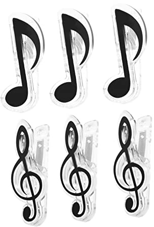 FRCOLOR 6 Stück Musikbuchklammer Metall und Kunststoff Notenhalter Clips Schwarz Windfeste Partiturklammern für Musiker Klavier Vorträge und Kochrezepte