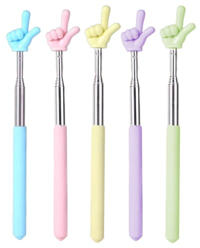 5 varillas telescópicas extensibles, minipuntero retráctil para el profesor, puntero retráctil para el aula, puntero retráctil para el presentador, ayuda para el profesor con forma de dedo.