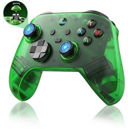 XIXIMENG G6 Manette PC Sans Fil pour Android/PC,Manettes Bluetooth 5.3 avec Bouton arrière à programmation macro/Joysticks & Gâchettes Électromagnétiques,400mAh,5 Modes de Connexion (Vert)