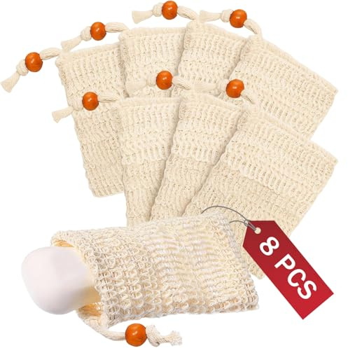 8 Stück Seifensäckchen, Seifen Säckchen, Seifensack für Feste Seife, Peeling-Seifenbeutel für Körperwäsche, Seifennetz für Noch Mehr Schaumbildung & Trocknen der Seife