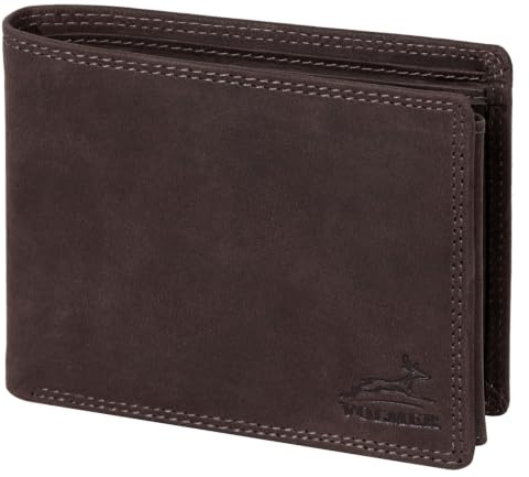 Fa.Volmer VO11 Portefeuille en cuir pour homme – Double couture extra stable – 9 compartiments pour cartes de crédit – Format paysage, 04 gris Hunter, m, Classique