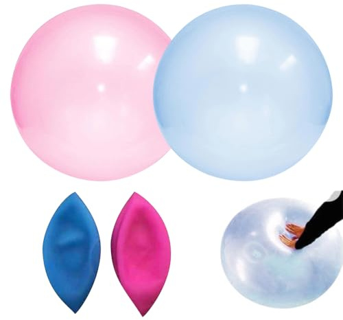 CLIUNT 2PCS Bubble Ball XXL, 120cm Bola de Burbujas Gigante Inflables, TPR Transparente Reusable Pelota Hinchable Gigante, para Playa, Piscina, Jardín, Fiesta de verano (Azul + Rosa)