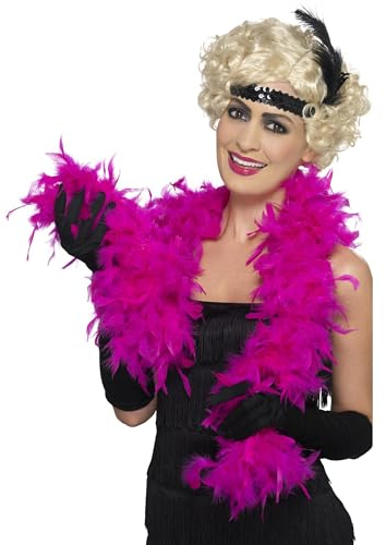 Smiffys Boa, 50g, fuchsia, à plumes, 150cm Halloween