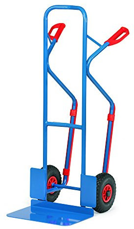 Fetra B1331L Stahlrohrkarre, Traglast 300 kg, Schaufel L 480 x 300 mm, Luftbereifung, H x B 1300 x 580 mm, Blau