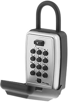 Master Lock Black Outdoor Key Lock Box with Push Buttons to Hide a Key, Easily Set, Share, and Change Combination for Tenants, Guests, Clients, Move Between Listings, 5422E