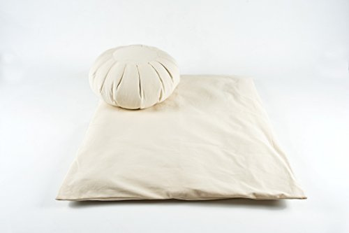 Pillow Perfect Zafu & Zabuton Meditation Set (Natural Organic Cotton Drill)