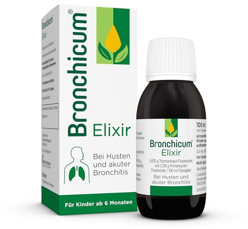 Bronchicum Elixir | Hustensaft mit Thymian & Primel bei akuter Bronchitis und Husten | Schleimlösender und beruhigender Erkältungssaft | geeignet für Säuglinge ab 6 Monaten | 100 ml