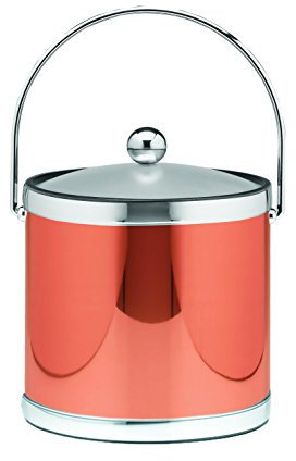Kraftware 76264 Vinyl and Mylar Ice Bucket, Copper and Chrome