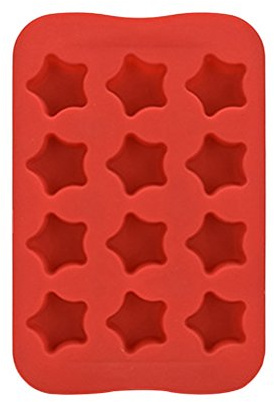 Rote Silikon Eiswürfelform mit 12 Mulden für Schokolade | Selbstgemacht Küchenzubehör, Leicht zu Reinigen, Formstabil und Einfach zu Nutzen, 12-fach Design