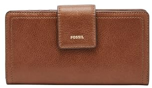 Fossil Damen Logan Leder RFID-blockierende Lasche Clutch Geldbörse für Frauen, Braun, Einheitsgröße