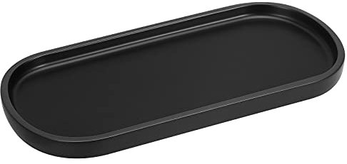 Luxspire Vanity Tray, Toilet Tank Oval Storage Tray, Resin Soap Tray Bathtub Tray, Bathroom Countertop Organization, Vanity Organizer for Candles, Soap, Towel, Plant- Matte Black