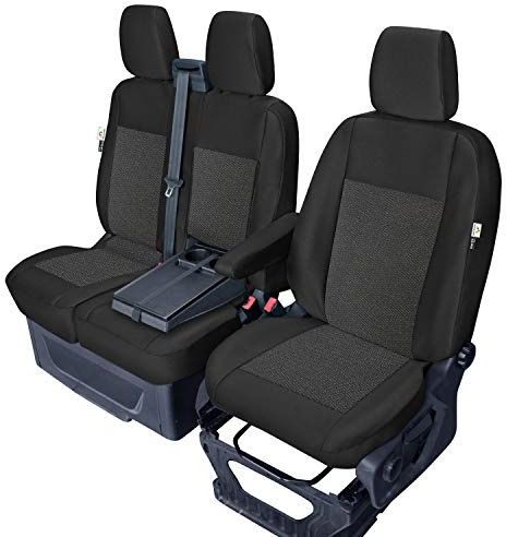 Kegel-Blazusiak Sitzbezüge Passgenau für Ford Transit Custom ab 2012 und ab 2018, Polyester, Schwarz, Lieferwagen, Fahrzeugsitzbezüge, Neuheit