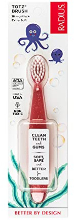 RADIUS, Totz Brush, 18 Months +, Extra Soft, Coral, 1 Toothbrush