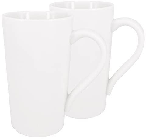 YBCPACK 2 Pack 20 OZ 600ml Porcelain Mug Coffee Cups Plain Large Tall White Ceramic Cup Milk Tea Coffee Mug with Handle