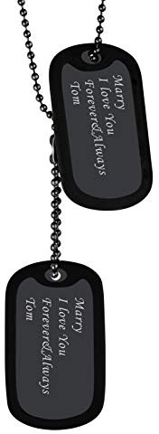 Bandmax personalisiert Erkennungmarken Halskette Namenskette Militär Dog Tags mit Silikon Rahmen Kugelkette 60cm schwarz Herren Hundemarken Modeschmuck Accessoire
