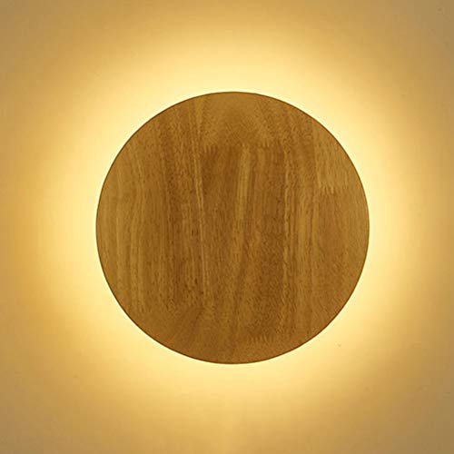 LED Runde Wandlampe Innen Dekoration holz Wandleuchte Kreative Massivholz Log Bedside Wandbeleuchtung, Modern Oval Corridor Decor Lichter Gang, für Wohnzimmer, Esszimmer, Badezimmer, Eingang, Balkon