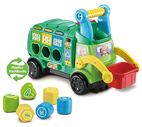 VTech - Recycling-LKW, umweltfreundliches Spielzeug für Kinder + 18 Monate, Recycling-Lernen, Montage aus recyceltem Kunststoff - ESP-Version (3480-541822)