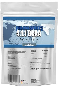 Pharmasports BCAA 4:1:1 Pulver - 500 g 100 Prozent essentielle Aminosäure natürlich aus Fermentation