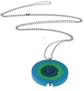Adi-Modeschmuck lange Kette 'Filippa', Kreisförmiger Anhänger aus Polaris Ringen an einer 70cm langen Edelstahlkette, handgefertigt in Berlin (Petrol, Grün)