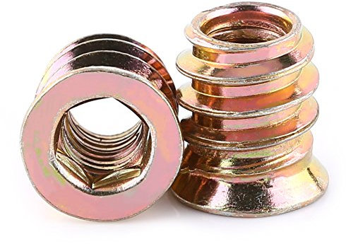 Ejoyous Insert Fileté Bois 20 pièces Écrous d'insertion filetés de Inserts d'écrou Écrous à Insert filetés d'entraînement Écrou à Tête Hexagonale Écrous à Visser pour Meubles en Bois (M6*13mm)