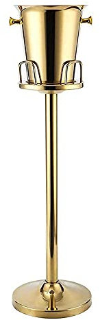 WANGFENG Ice Bucket,Ice Bucket with Lid and Ice Tongs,Ice Bucket with Stand 5L Stainless Steel Wine Cooler Container with Carrying Handle for Home Bar Beer Champagne Cooler Party Stand,Gold