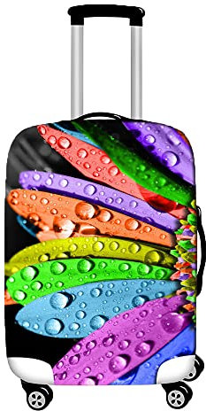 Hiseng Elastisch Reise Kofferhülle Kofferschutzhülle Koffer Schutzhülle Waschbarer Kofferüberzug mit Reißverschluss Luggage Cover für 18-32 Zoll Koffer (Regentropfen,XL (30-32 Zoll))