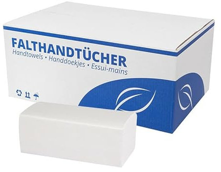 Falthandtücher Weiß Premium | 3.200 Blatt | Zellstoff-Mix 2-lagig 23 x 21 cm | ZZ/V-Falz Papierhandtücher geeignet für Handtuchspender | Ideal für Gastronomie, Krankenhäuser, Praxen