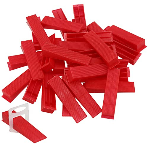 FUNSUEI 600 PCS Tile Leveling Wedges, Reusable Wedges, DIY Leveling System Wedges for Tile and Stone Installation, Fits 1/8, 1/16, 1/32 Inch Spacers, Red