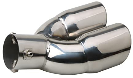 2.5 63mm Entrée Double Pointe Silencieux 3Sortie Acier Inoxydable Voiture Arrière Throat Double Echappement | SUS304 inoxydable.Design incurvé haut de gamme. Installation sans soudure ni perçage. Réduit le bruit d'échappement.