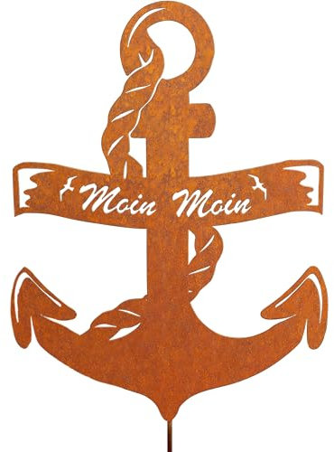 JYUECIAN Ancre Rouillé Décoration de Jardin pour Pot de Fleur, Patine Rouille Naturelle, Décoration Maritime Rétro pour Jardin Terrasse Balcon