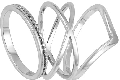 BONNYBIRD® Wasserfeste Edelstahl Ringe Damen in Silber, Gold & Roségold, 3er Ringe Set Frauen, Kein Anlaufen oder Abfärben, Sehr Hautverträglich BonnyClassic