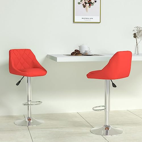 BUKSCYJS Hocker Badezimmer,Gepolsterter Barstuhl Barhocker 2 STK. Rot Kunstledergeeignet FüR Wohnzimmer, Schlafzimmer, Bar, KüChe, Pub, Taverne, Badezimmer, Klassenzimmer