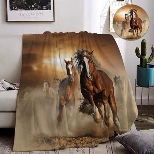 IUNTWEIE Coperta motivo cavallo 130x150cm Morbida flanella soffice e calda, coperta modello cavallo 3D come coperta divano coperta divano copriletto (B, 150x200cm)