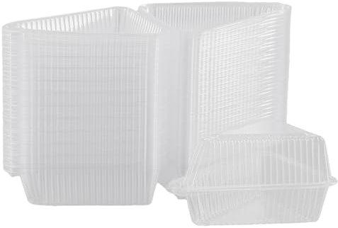 MAHIONG 200 Pcs Cake Slice Boxes, Individual Cheesecake Boxes Holder with Hinged Lids, Wedge-shaped Clear Containers for Cake Portions, Sandwiches, Pudding, Salad