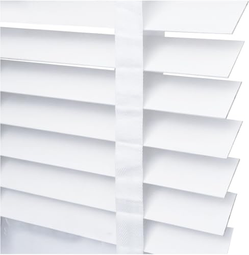 APEX FURNISHINGS Jalousien aus Kunstholz, 50 mm Lamellen, weißes Band, zuschneidbar, für Zuhause, Büro, Fenster (75 x 150 cm)