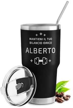 Maverton Tazza termica acciaio inox 800ml, Bicchiere termico con cannuccia | Tazza personalizzata nera, Tazza termica per viaggio accessori utili, Thermos regalo uomo compleanno, Regali uomo