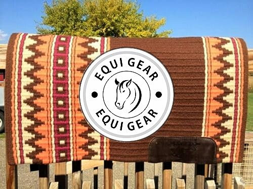 EQUIGEAR Western Show Horse Satteldecke aus neuseeländischer Wolle, Western-Design, handgefertigte Satteldecke, Wollpolster, Sensor Flex (Anpassung möglich) BA38 (34 x 34)