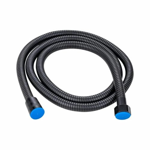 Schwarzer flexibler Duschschlauch aus Edelstahl, langer Duschwasserschlauch, Verlängerungsrohr für Badezimmer, Sanitärrohr, Zugrohr, 60 cm