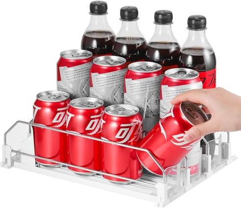 Kssvzz Automatic Fridge Can Dispenser, Self-Pushing Fridge Drink Organisers, Soda Beer Can Organizer Holds up to 12 Cans, 3 Rows
