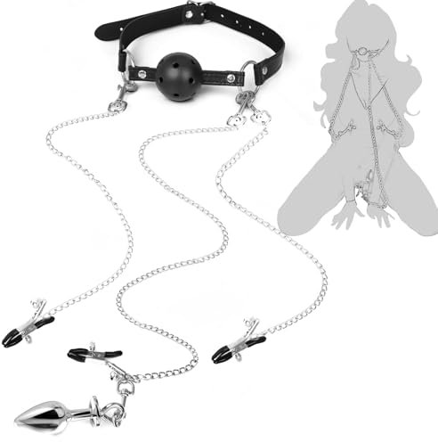 BDSM Sex Bondage for Women Restraint Set for Sex Games Sex Toys with Mouth Gag Nipple Clamps Clitoral Clamps and Aanl Plug for Men and Women Adult Sex Toys & Games for Couples Sex Toys Fetish Toys