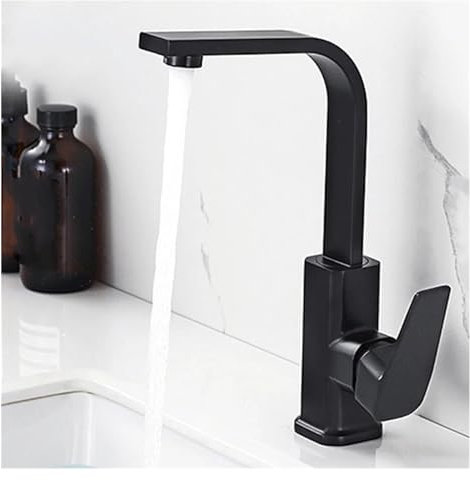 Robinet de lavabo moderne en laiton noir avec mélangeur chaud et froid, mode colonne et robinet de lavabo élégant pour salle de bain