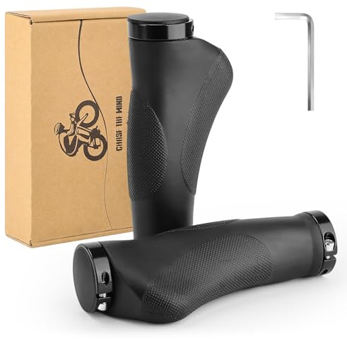 GXCROR Ergonomic Bike Grips with Anti-Slip Dot Design | Shock-Absorbing Rubber Handlebar Grips for Mountain Bikes | 130mm Locking MTB Grips