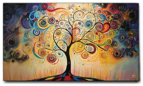 Giallobus - Quadro - 09 - Albero della vita con vortici - Tela Canvas Telaio Standard - 70x40 - Pronto da appendere - Quadri moderni per la casa