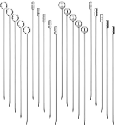 20 Stück Edelstahl Cocktailspieße Basicon Martini-Spieße Cocktail Obst Sticks Cocktail Stick aus Edelstahl Stirrer Cocktails Wiederverwendbare Cocktails Picks für Oliven Vorspeisen Bloody Mary, 11cm