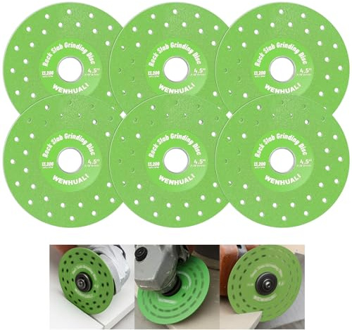 4.5 6 Pcs Diamond Rock Slab Grinding Disc Set, Multi-Pore Cutting Blades | WENHUALI High-density cutting disc angle grinder for Tile, Glass, Marble, Compatible with Angle Grinder & Diamond Saw Blades