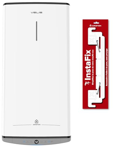 Ariston Velis Evo Dune 80L – Chauffe-Eau Extra Plat Multiposition – 15% d'Économie d'Énergie – Chauffe Rapide – INCLUS : Accessoire de Pose InstaFix