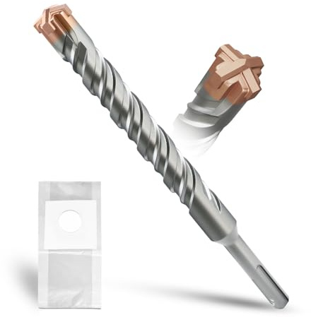 METOTY SDS Plus bohrer 20mm×210mm，mit 4 Hartmetallschneiden,Kopf mit Beschichtung,Steinbohrer,Hammerbohrer,Betonbohrer,Für Stein,Beton,Naturstein,Ziegelmauer