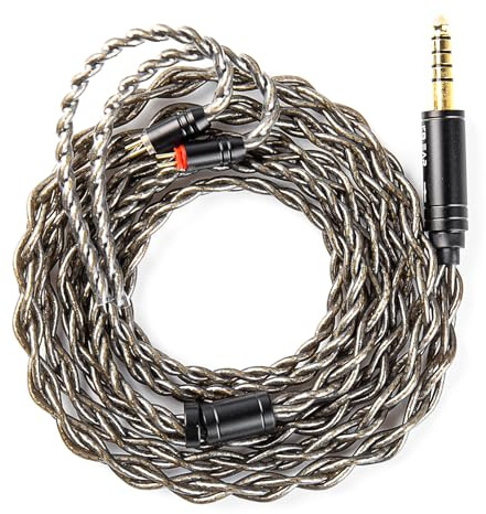 EZ EAR KBEAR Cavo DarkJade IEM per monitor in-ear con spinotto placcato in argento per KZ ZS10PRO/ZS12 PRO X/EDX PRO/ZSN PRO X/CASTOR/AS16 PRO/AS24/ZAR/ZAS/ZAX, CCA CRA/C10 (4,4mm - Senza microfono